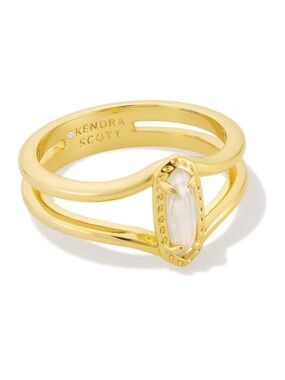 Kendra Scott Gold Ring with White Marquise Stone